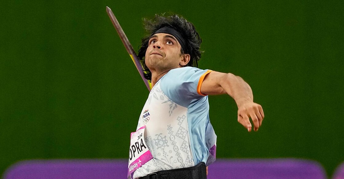 Neeraj Chopra in action in the final. Photo: PTI/Gurinder Osan
