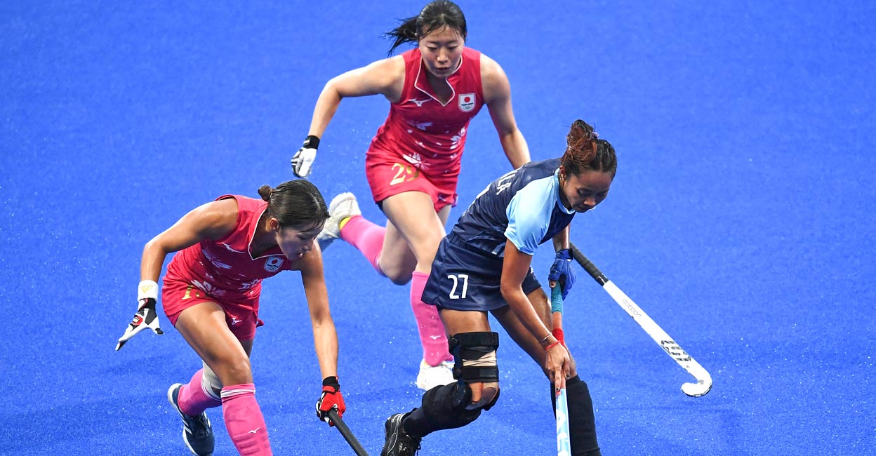 India win bronze in women's hockey Action from the India-Japan bronze medal match. Photo: AFP
