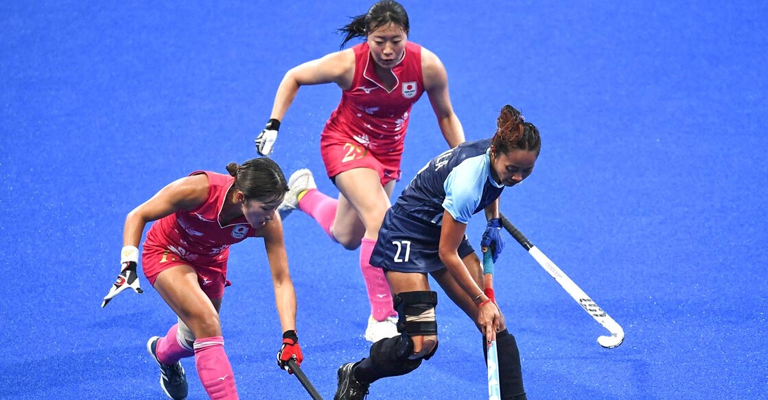 Action from the India-Japan bronze medal match. Photo: AFP