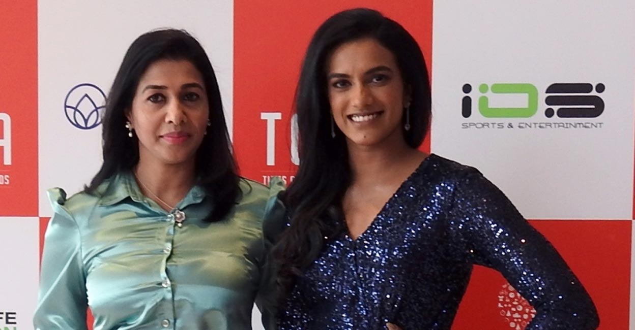 Anju Bobby George with badminton star P V Sindhu. File photo: IANS/Anupam Gautam/