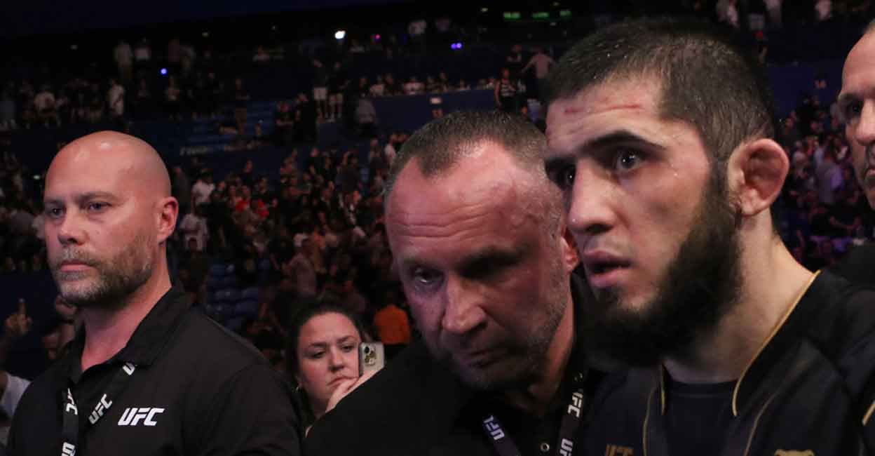 Islam Makhachev, right, defeated Alexander Volkanovski. Photo: USA TODAY Sports/Reuters/Jasmin Frank