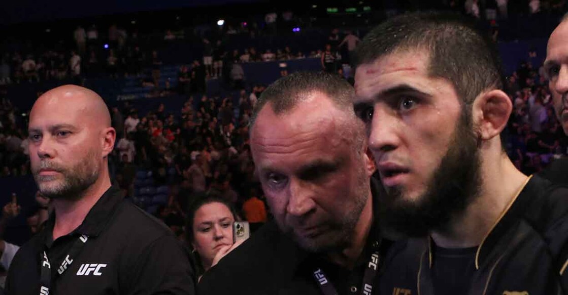Islam Makhachev, right, defeated Alexander Volkanovski. Photo: USA TODAY Sports/Reuters/Jasmin Frank