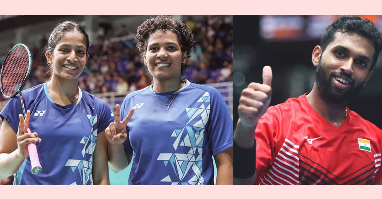 treesa-jolly-prannoy Gayatri Gopichand (left) and Treesa Jolly pose after their doubles match. HS Prannoy. Photos: Twitter/@badmintonphoto