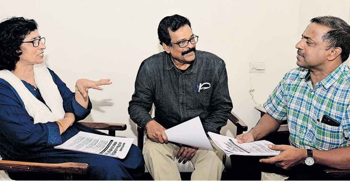 From left: Mercy Kuttan, T C Yohannan and George Thomas assessed the performances of Keralite sportspersons in different disciplines during the last one year at national and international levels.