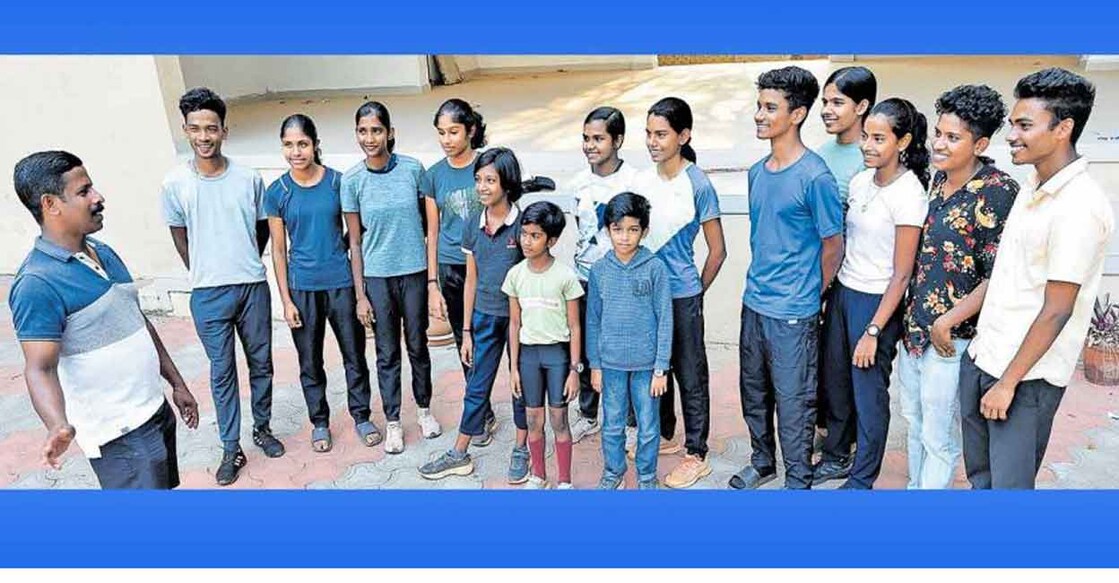 Coach  Kannan has a word with his trainees.