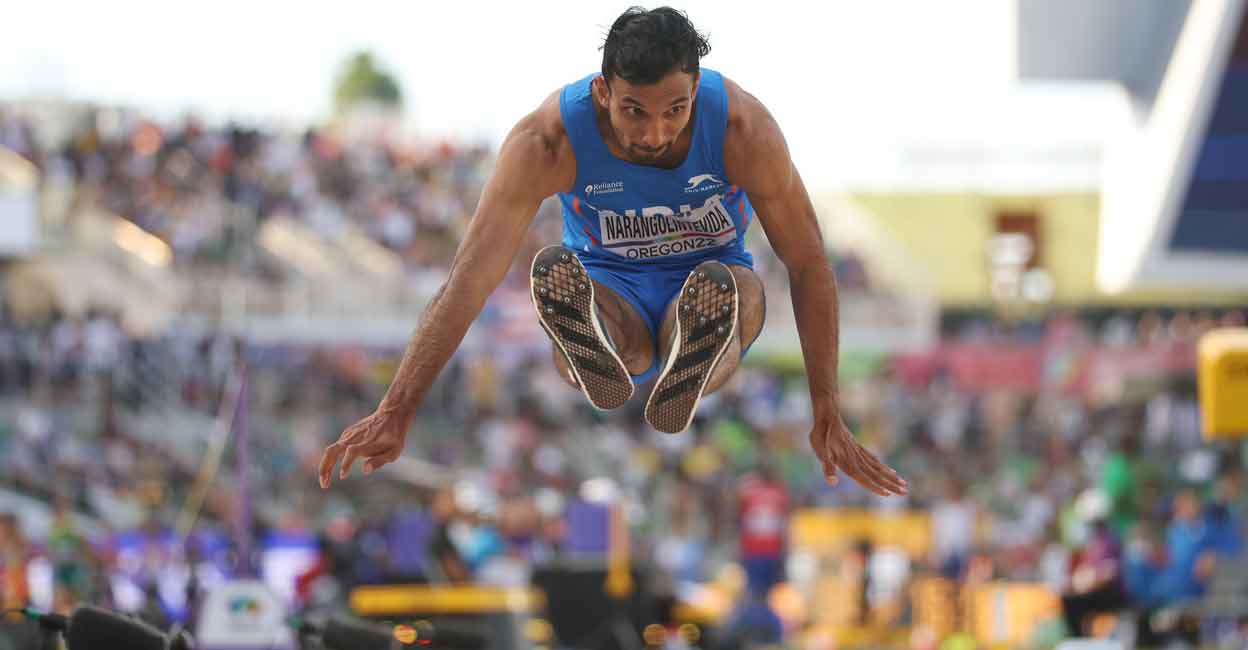 Abdulla Aboobacker in action at the 2022 Commonwealth Games. File photo: AFP/ Christian Petersen