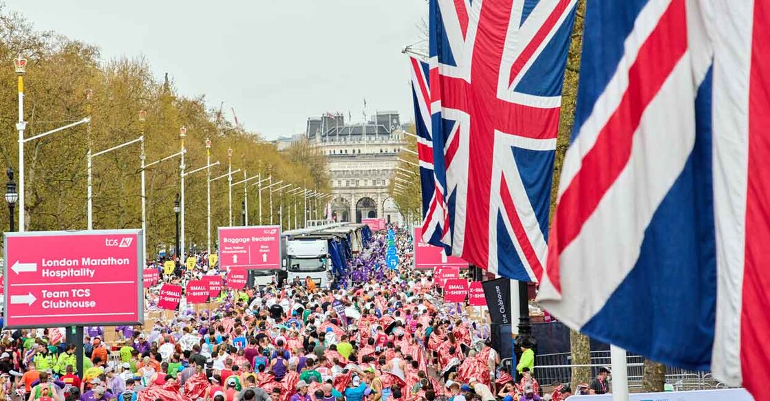 Participants of the London Marathon seen in the finish area after completing the race. File photo: USA TODAY Sports/Reuters/Peter van den Berg
