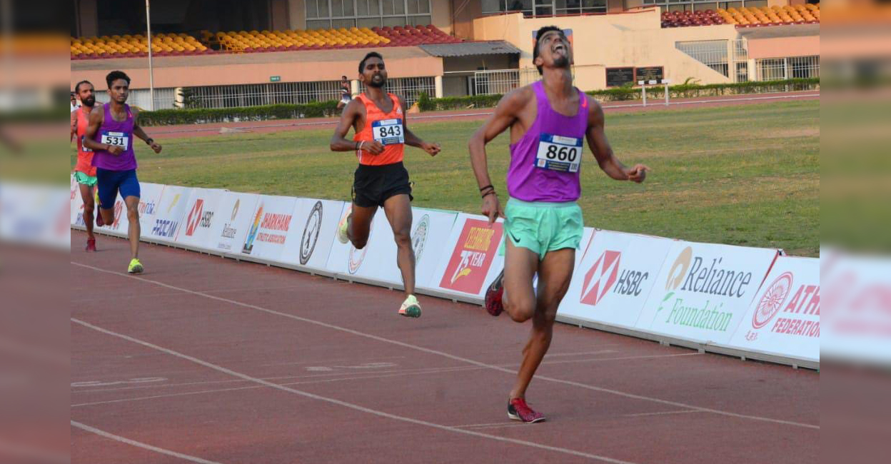 Gulveer Singh of Uttar Pradesh clocked 29:05.90 for gold in men's 10,000m in the Federation Cup in Ranchi on Monday. Photo: Twitter/@afiindia