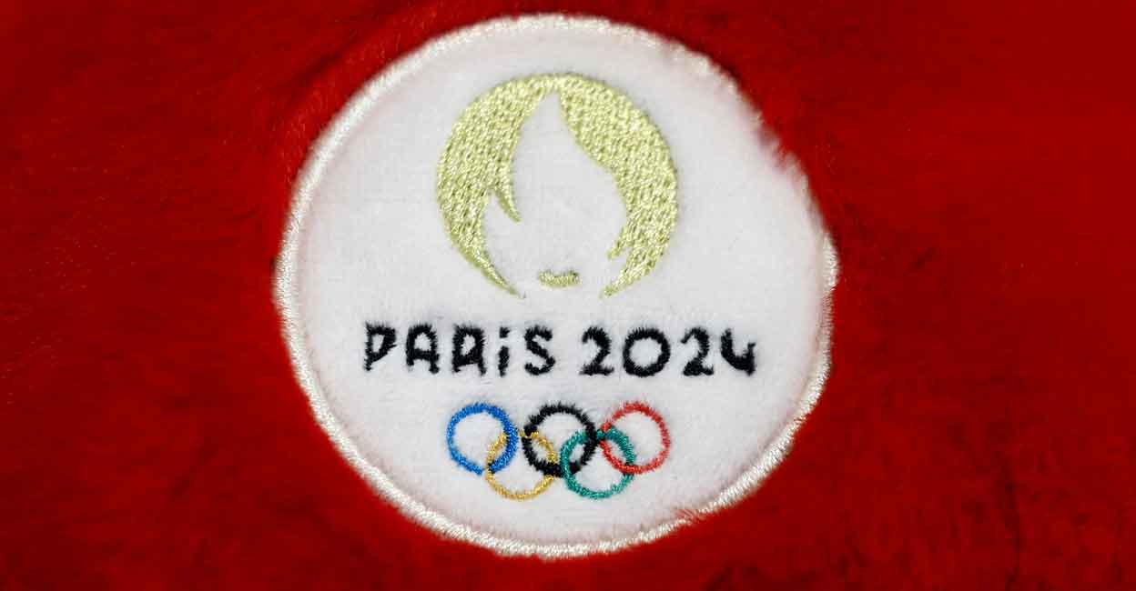 The logo of the Paris 2024 Games seen on an official toy mascot at the Doudou et Compagnie factory in La Guerche-de-Bretagne near Rennes, France. File photo: Reuters/Stephane Mahe