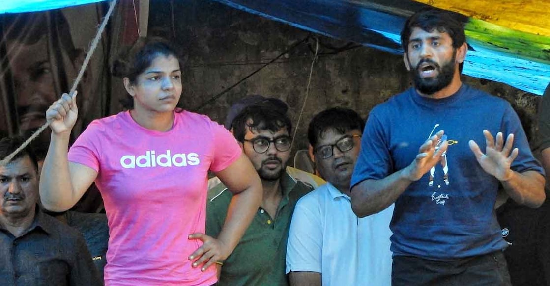 Olympic medallists Sakshi Malik and Bajrang Punia. File photo: IANS