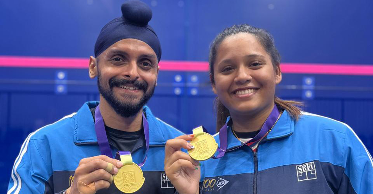 Harinder Pal Singh Sandhu and Dipika Pallikal Karthik did India proud. Photo: Twitter@DineshKarthik 