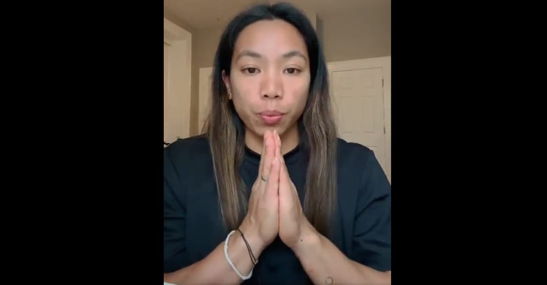 Mirabai Chanu during her video message. Screengrab: Twitter/@mirabai_chanu