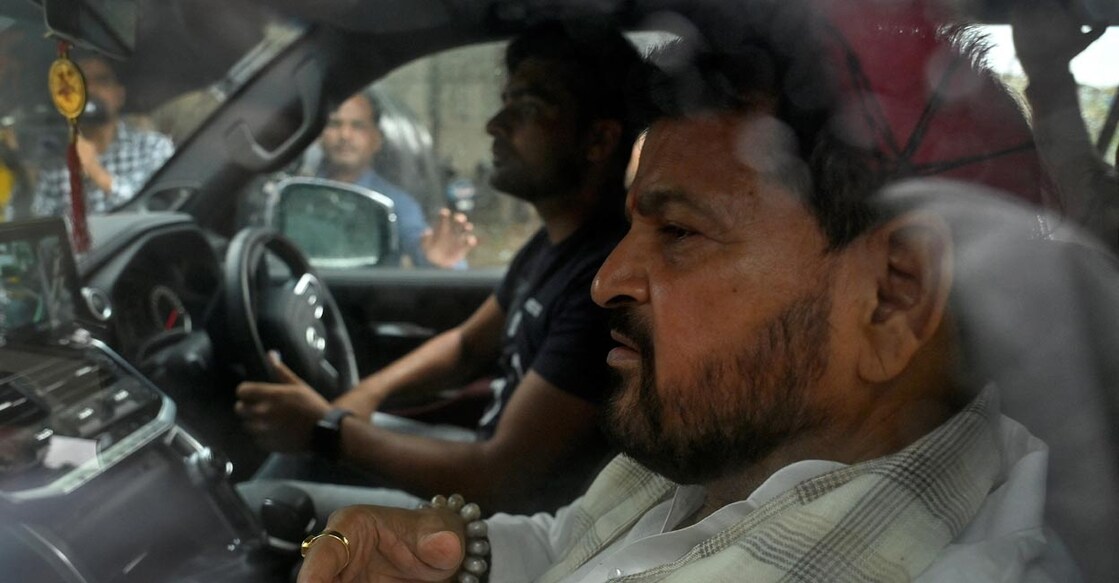 Brij Bhushan Sharan Singh arrives to appear before a court in New Delhi. Photo: Reuters/Stringer