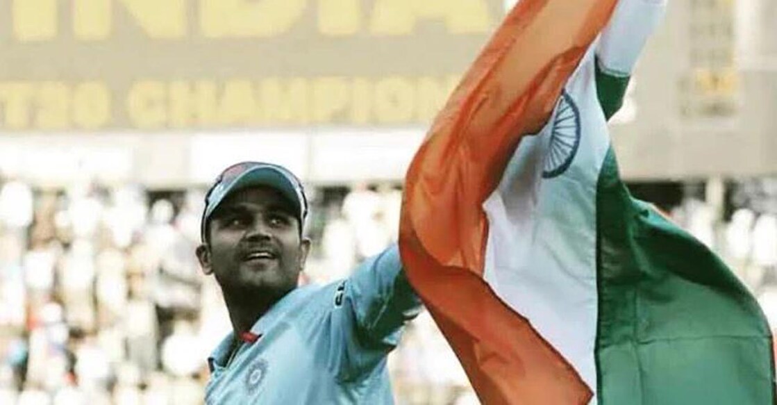 Sehwag took to X to make his request on India's 77th Independence Day. File photo: Twitter@virendersehwag