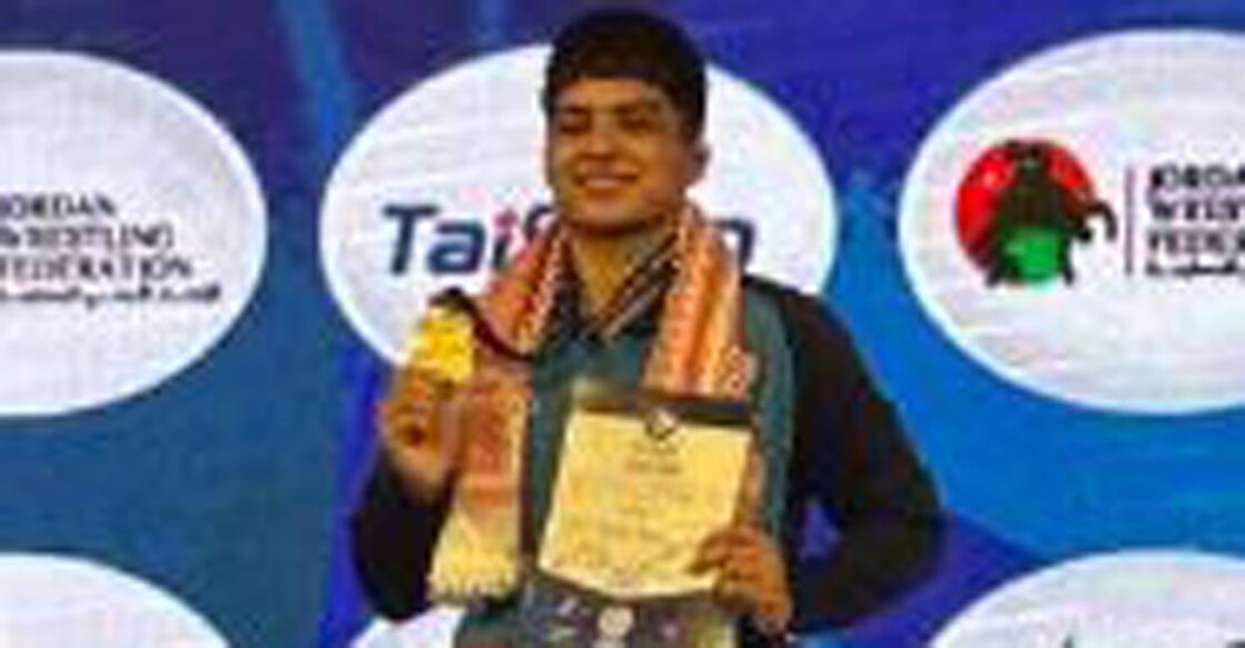 Priya Malik on the podium. Photo: Twitter@Media_SAI