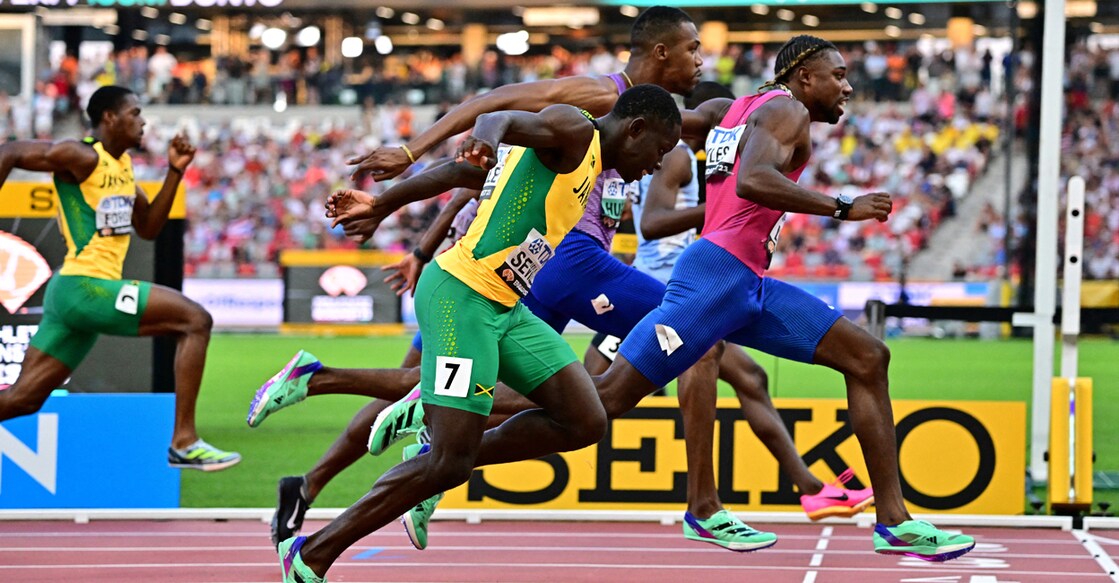 Noah Lyles of the US crosses the line to win the men's 100m final. Photo: Reuters/Marton Monus