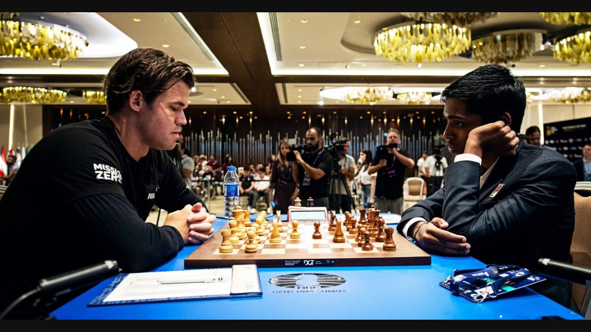 R. Pragganandhaa  Chess World Cup final: Praggnanandhaa loses first  tie-break game to Magnus Carlsen - Telegraph India