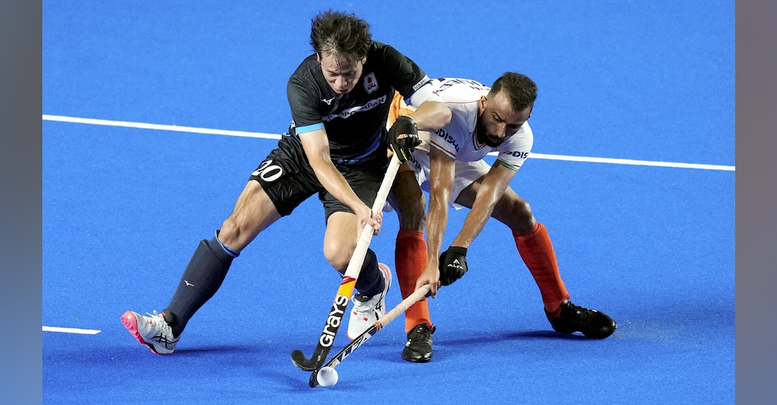 ind-vs-japan-hockey India's Sukhjeet Singh and Japan's Ohashi Masaki in action during an Asian Champions Trophy at the Mayor Radhakrishnan Hockey Stadium in Chennai on Friday. Photo: PTI