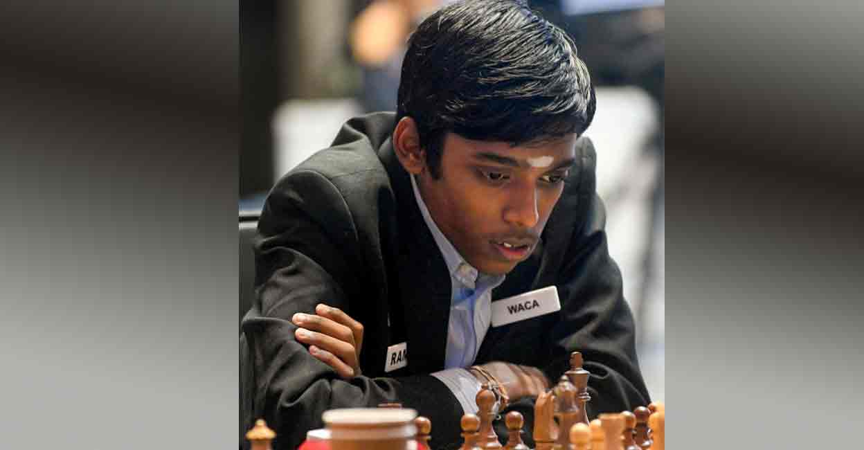PTI01_17_2024_000290B Indian Grandmaster R Praggnanandhaa during Tata Steel Chess India Rapid & Blitz Tournament 2023, in Kolkata is September 2023. File photo: PTI