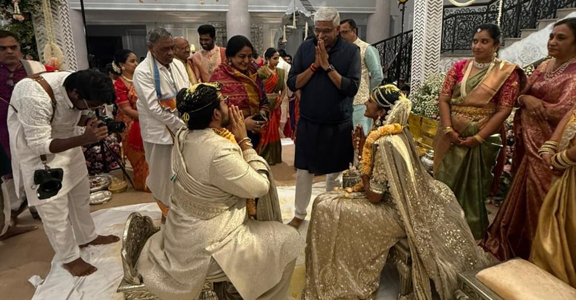P V Sindhu and Venkata Datta Sai greet Union Minister for Culture and Tourism, Gajendra Singh Shekhawat. 