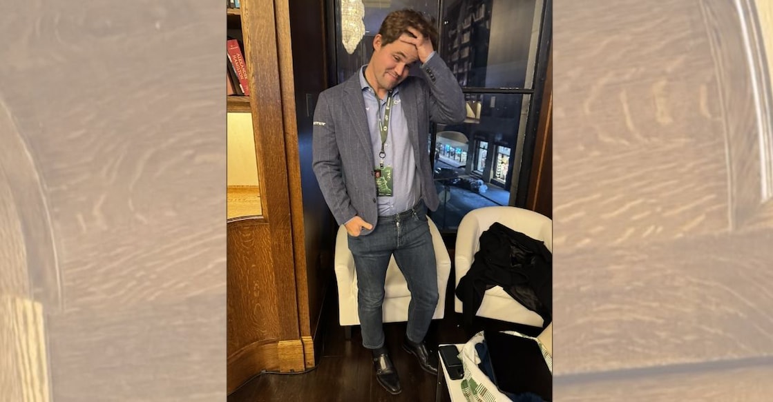Untitled design - 1 Magnus Carlsen has confirmed that he will play the World Blitz Chess Championship in jeans. Photo: X/@MagnusCarlsen