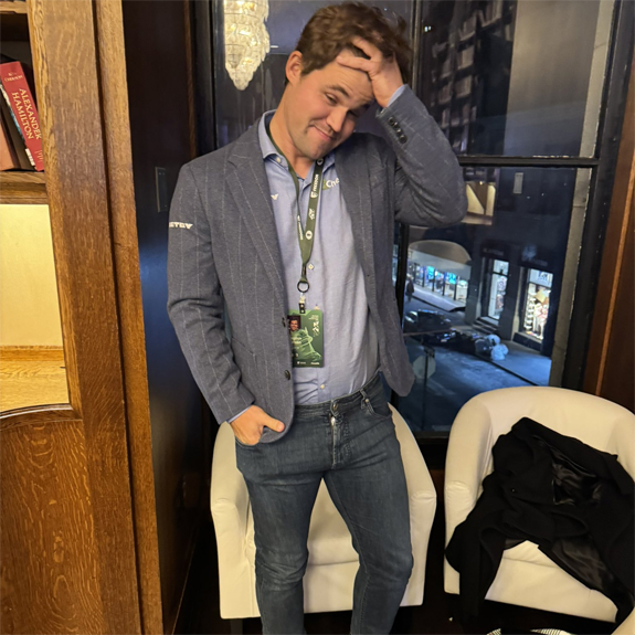 Magnus Carlsen has confirmed that he will play the World Blitz Chess Championship in jeans. Photo: X/@MagnusCarlsen