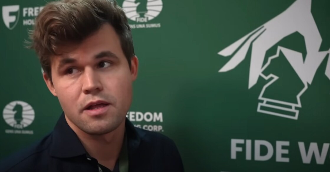Magnus Carlsen after game 1 of FIDE World Blitz Chess Championship in New York. Photo: Screengrab/FIDE