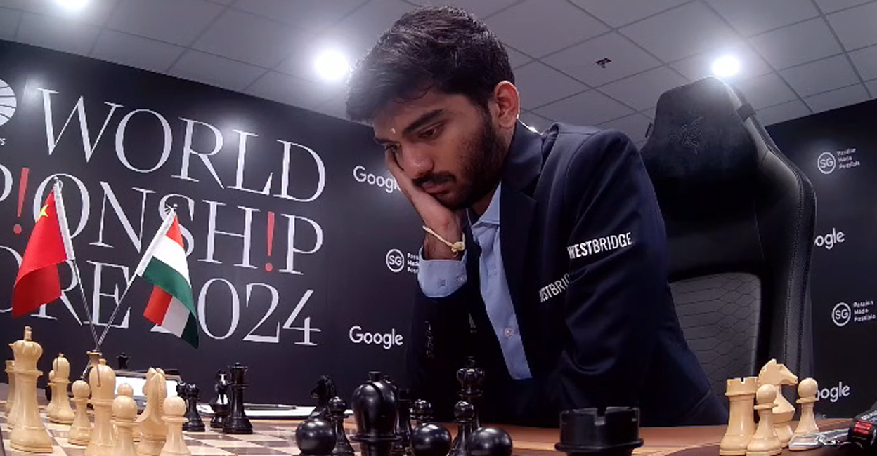 game8-gukesh D Gukesh of India during Game 8 of his World Chess Championship against Ding Liren. Photo: Screengrab/FIDE