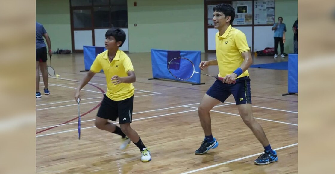 Joy T Antony (right) and his son Rayhaan in action. Photo: Special arrangement