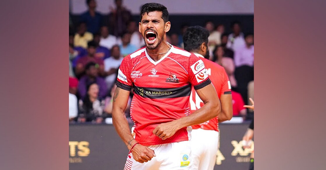 Calicut Heroes' Jerome Vinith celebrates a point. Photo: Facebook/@calicutheroes
