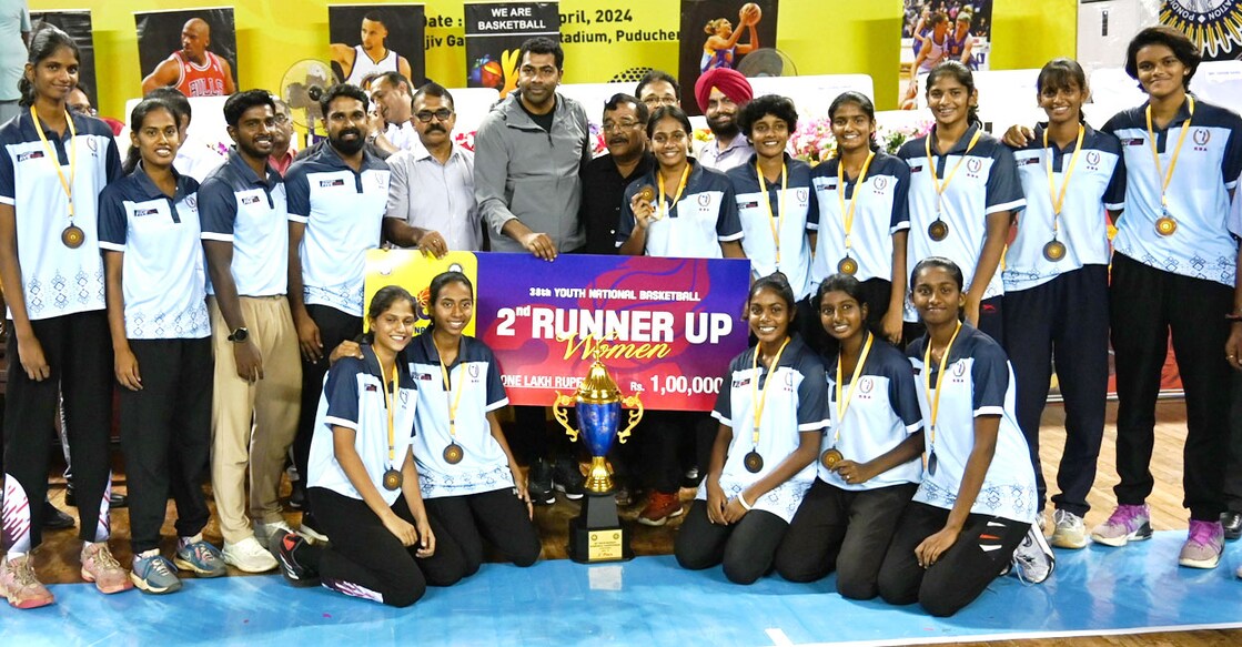 Kerala girls team pose with the trophy. Photo: Special arrangement