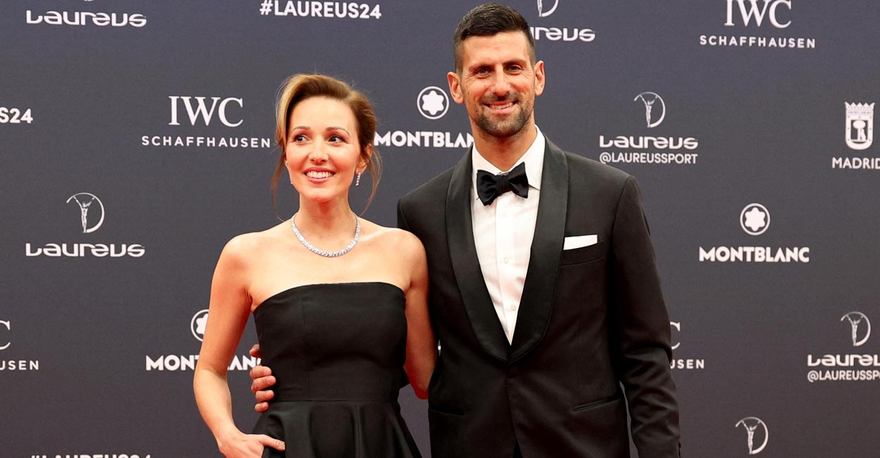 Novak Djokovic and his wife Jelena arrive ahead of the awards ceremony in Madrid. Photo: Reuters/Violeta Santos Moura