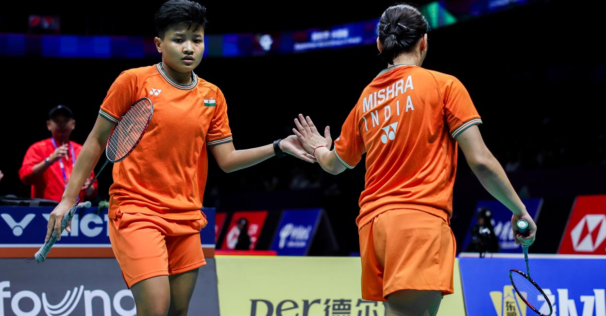 Priya Konjengbam and Shruti Mishra Priya Konjengbam and Shruti Mishra drew level for India. Photo: Badminton Photo via IANS