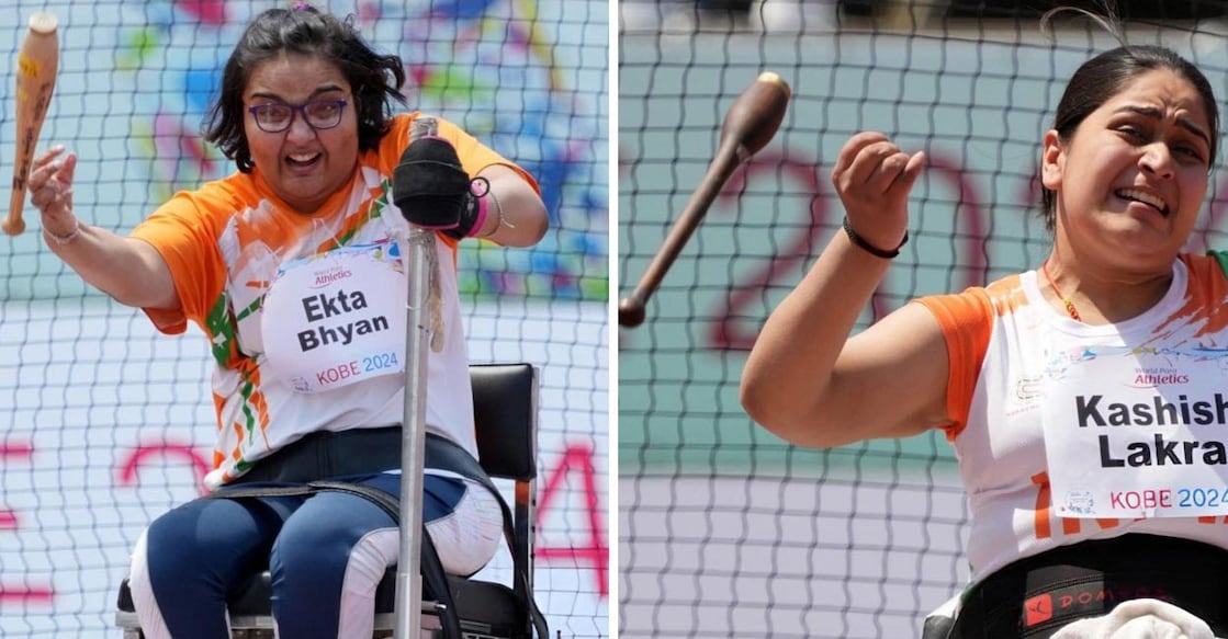 Ekta Bhyan and Kashish Lakra finished 1-2 in the women's F51 club throw competition. Photo: IANS