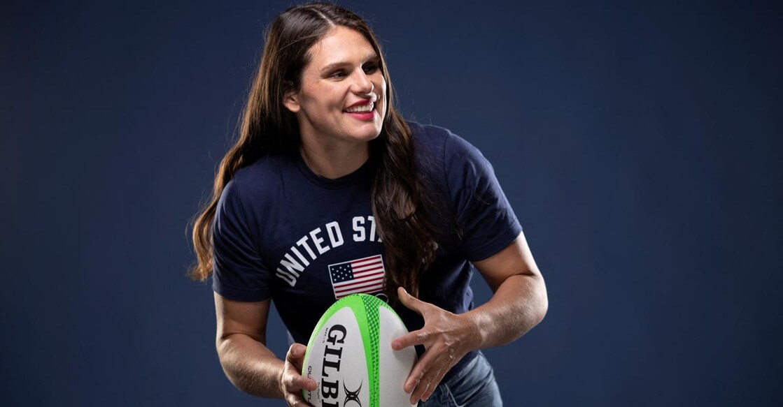 Rugby player Ilona Maher poses for a portrait during the Team USA media summit in New York. File photo: Reuters/Andrew Kelly