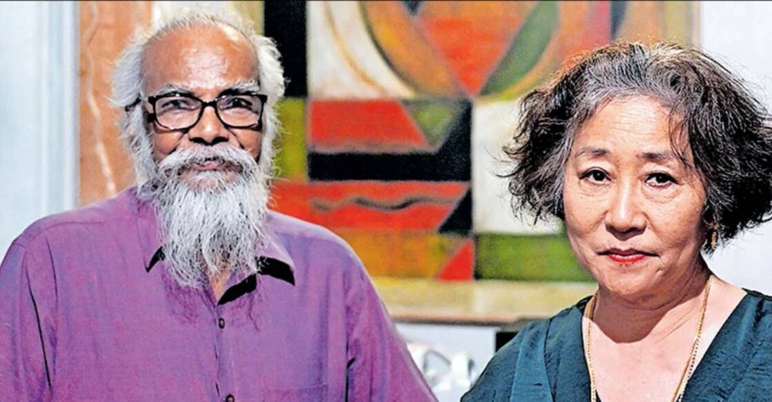 Akkitham Narayanan and wife Sachiko. Photo: Manorama