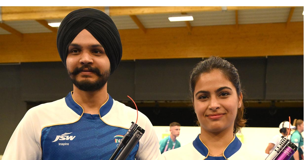 Sarabjot Singh and Manu Bhaker Sarabjot Singh and Manu Bhaker won a historic bronze medal for India. Photo: IANS