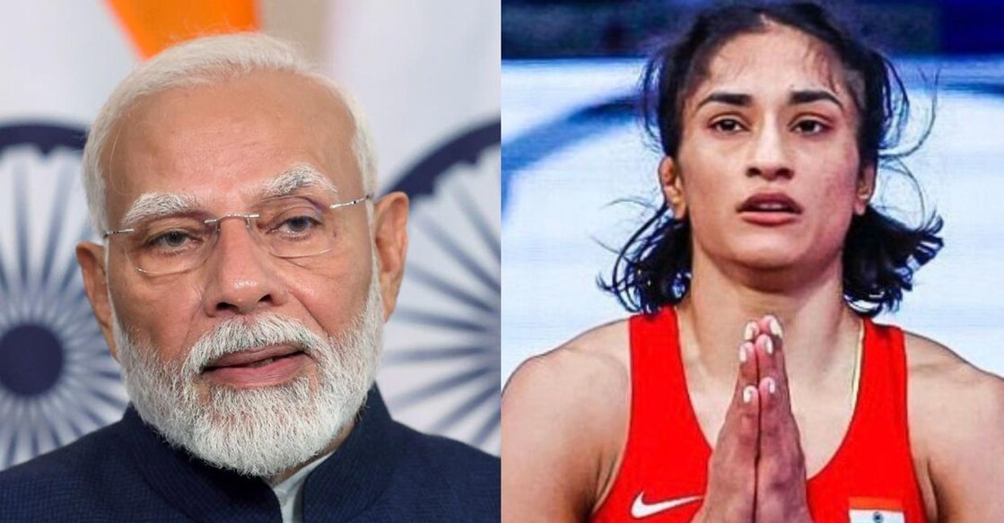 Narendra Modi was all praise for Vinesh Phogat. File photos: IANS