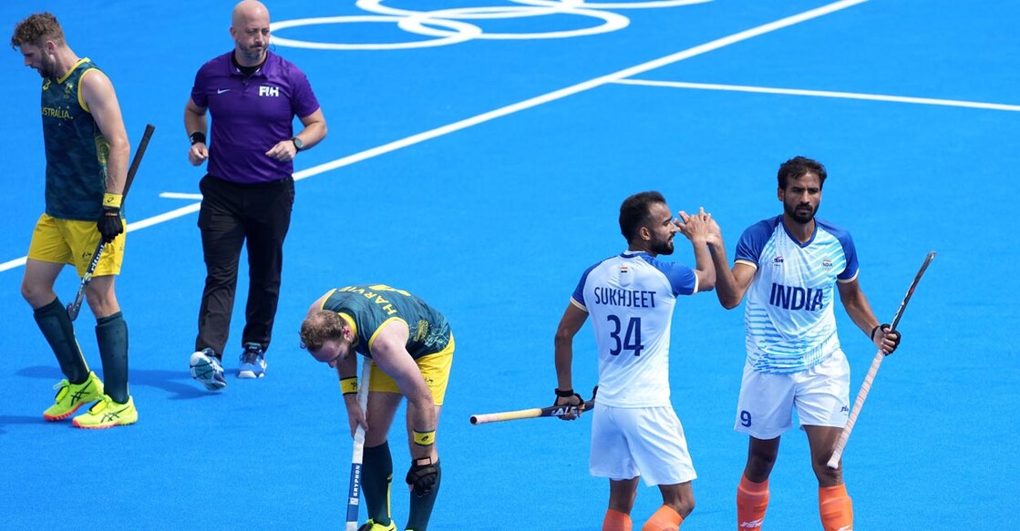 Indian players celebrate a goal. Photo: PTI/Ravi Choudhary