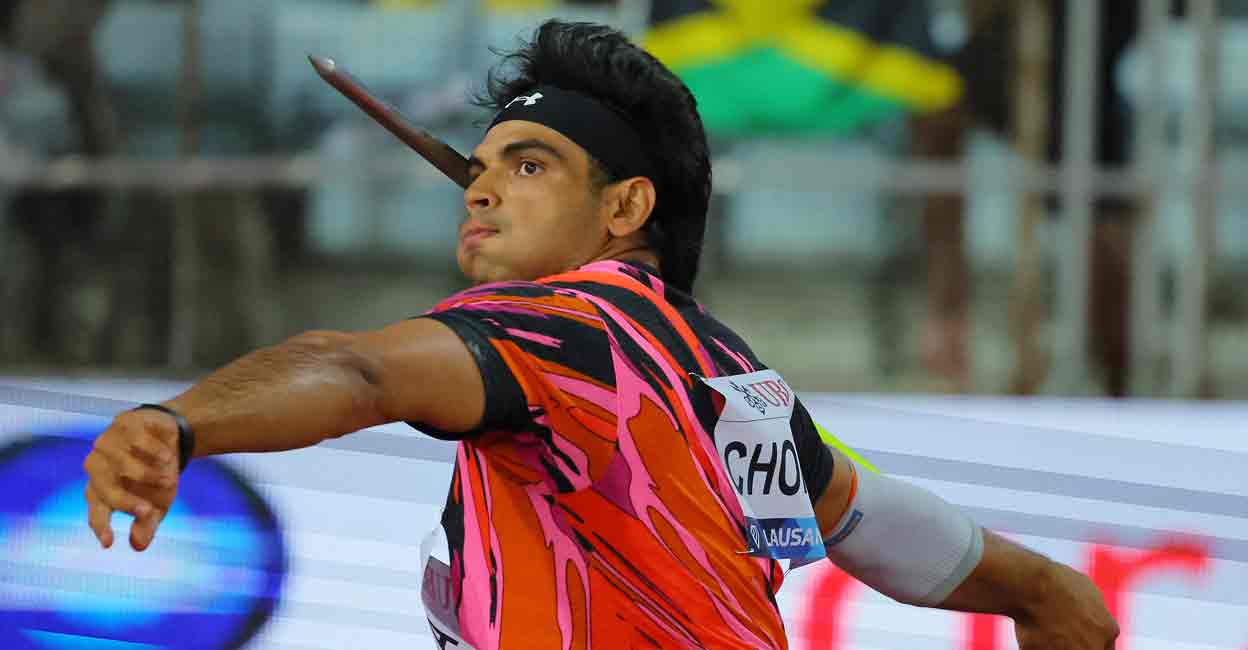 India's Neeraj Chopra in action during the men's javelin throw at Diamond League - Lausanne. Photo: REUTERS/Denis Balibouse