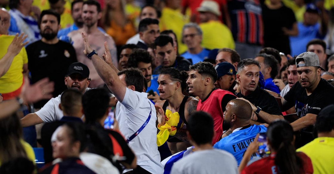 Darwin Nunez reacts in the stands after the Copa America semifinal against Colombia. File photo: AFP/Buda Mendes