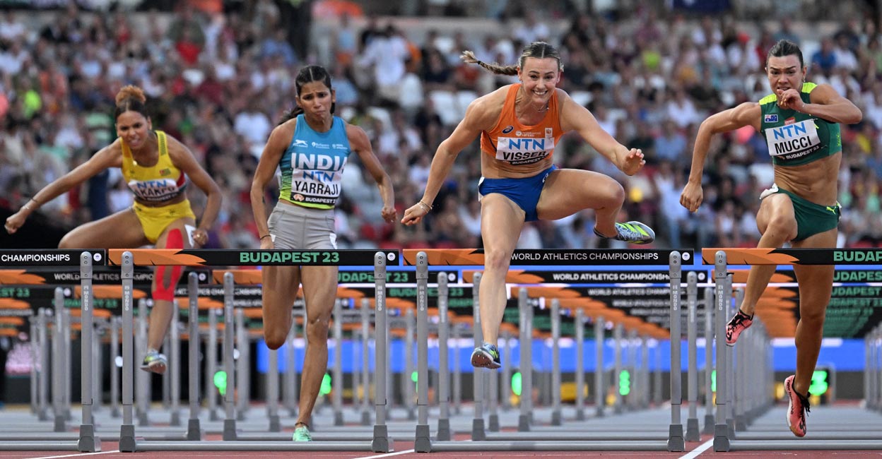 Jyothi Yarraji finished fourth in her repechage heat. File photo: AFP/Jewel Samad