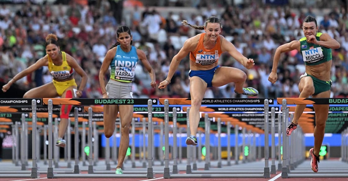 Jyothi Yarraji finished fourth in her repechage heat. File photo: AFP/Jewel Samad