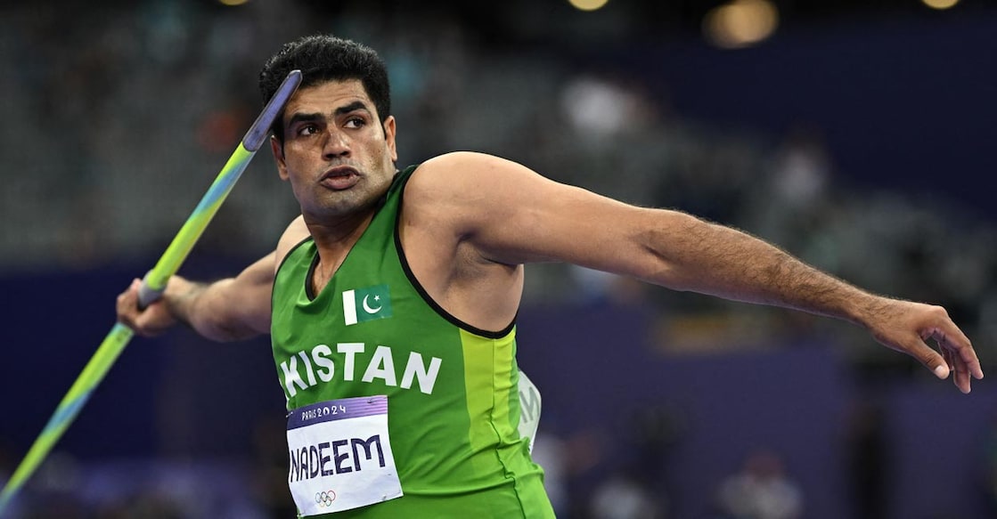 Arshad Nadeem in action. Photo: AFP/Ben Stansall 