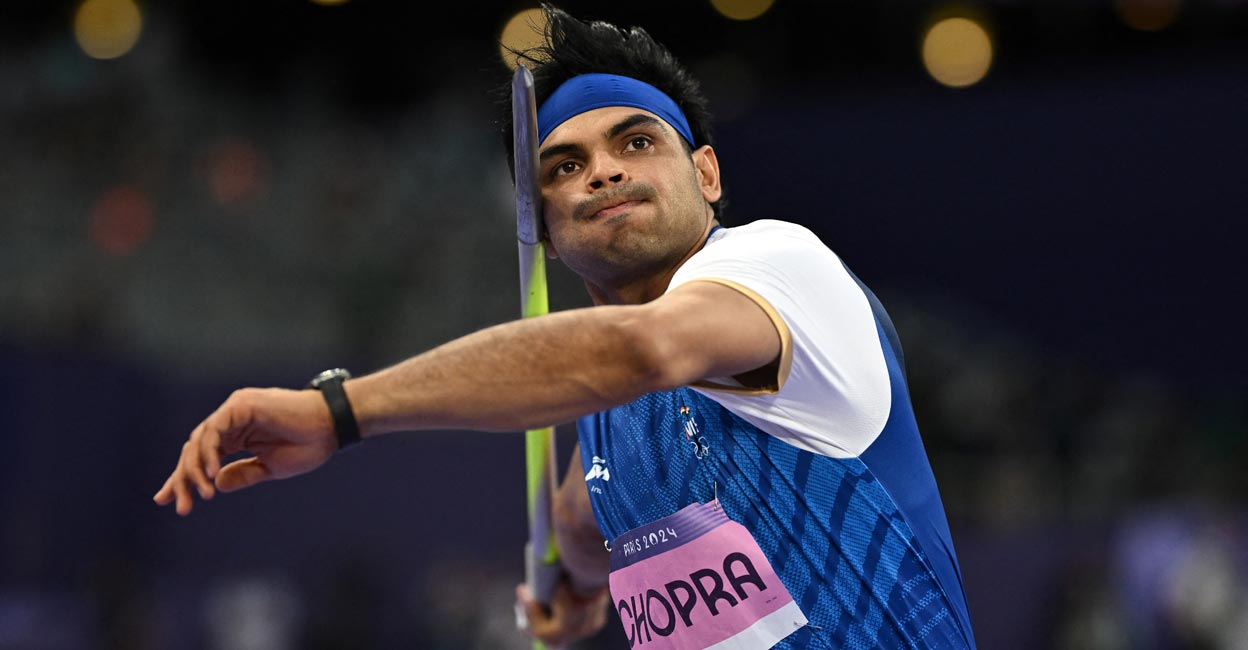Neeraj Chopra in action. Photo: AFP/Ben Stansall 