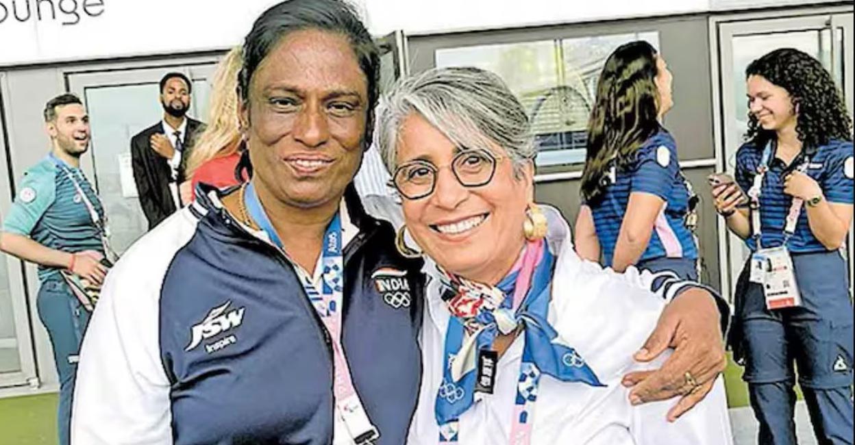 P T Usha with Nawal El Moutawakel.