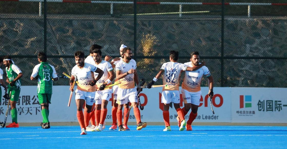 Team India Indian players celebrate a goal. Photo: Special Arrangement