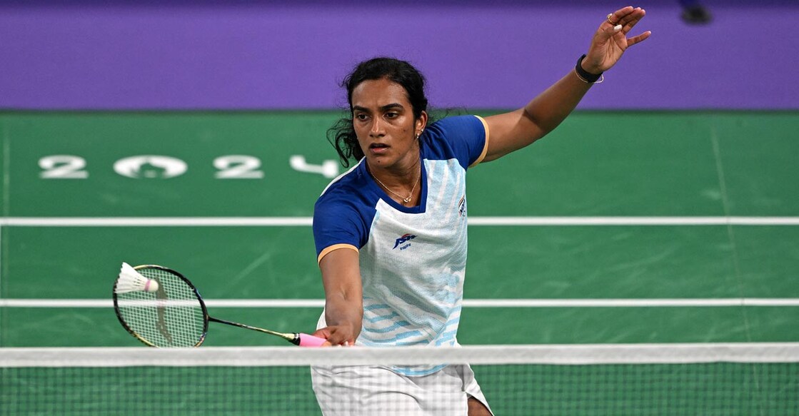 Sindhu failed to get past He Bing Jiao in the pre-quarterfinals of the Paris Games. File photo: AFP/Arun Sankar