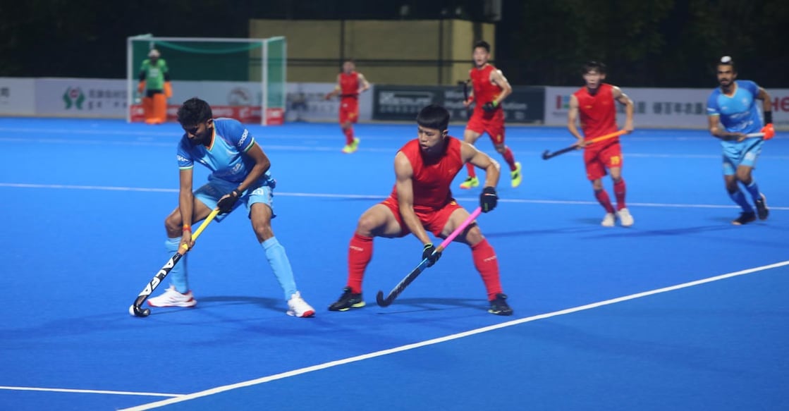 India blank China Action from the China-India match. Photo: Special Arrangement