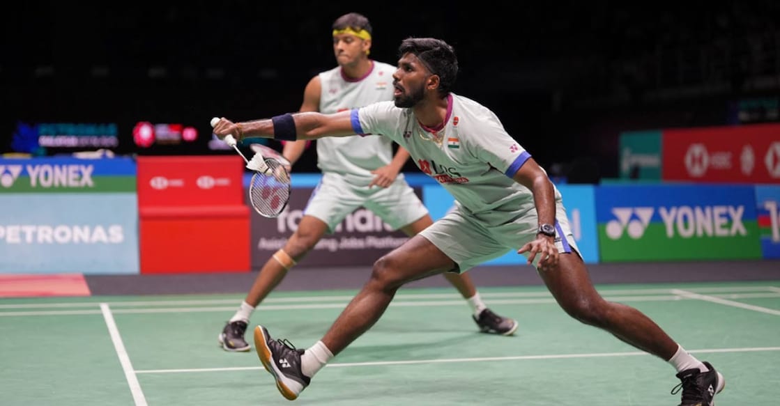 satwik-chirag India's Satwiksairaj Rankireddy, front and Chirag Shetty in action during their men's doubles badminton quarterfinals match against Malaysia's Ong Yew Sin and Teo Ee Yi at the Malaysia Open badminton tournament at Bukit Jalil Axiata Arena in Kuala Lumpur, Malaysia, Friday, Jan. 10, 2025. Photo: AP via PTI.